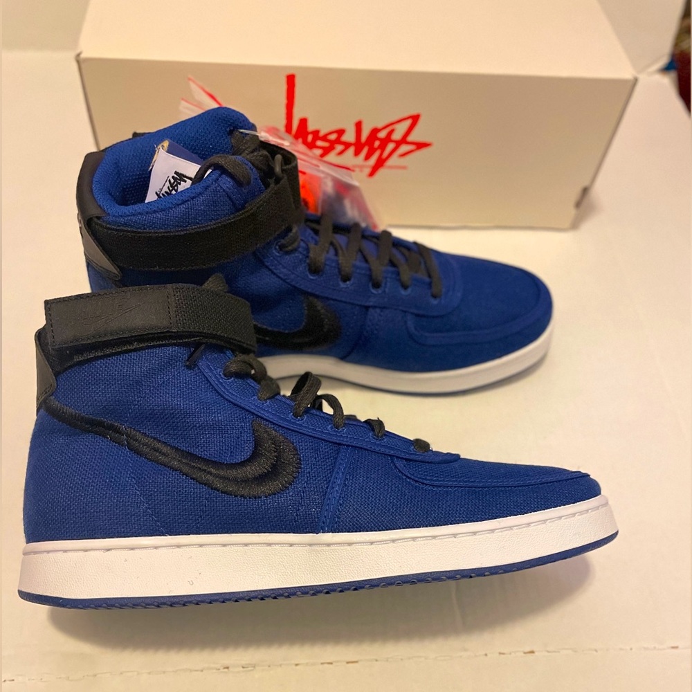 Stussy × Nike Vandal High "Deep Royal Blue" Size 9.5
